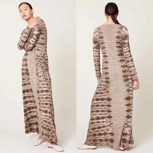 Raquel Allegra Beige and Brown Maxi Dress